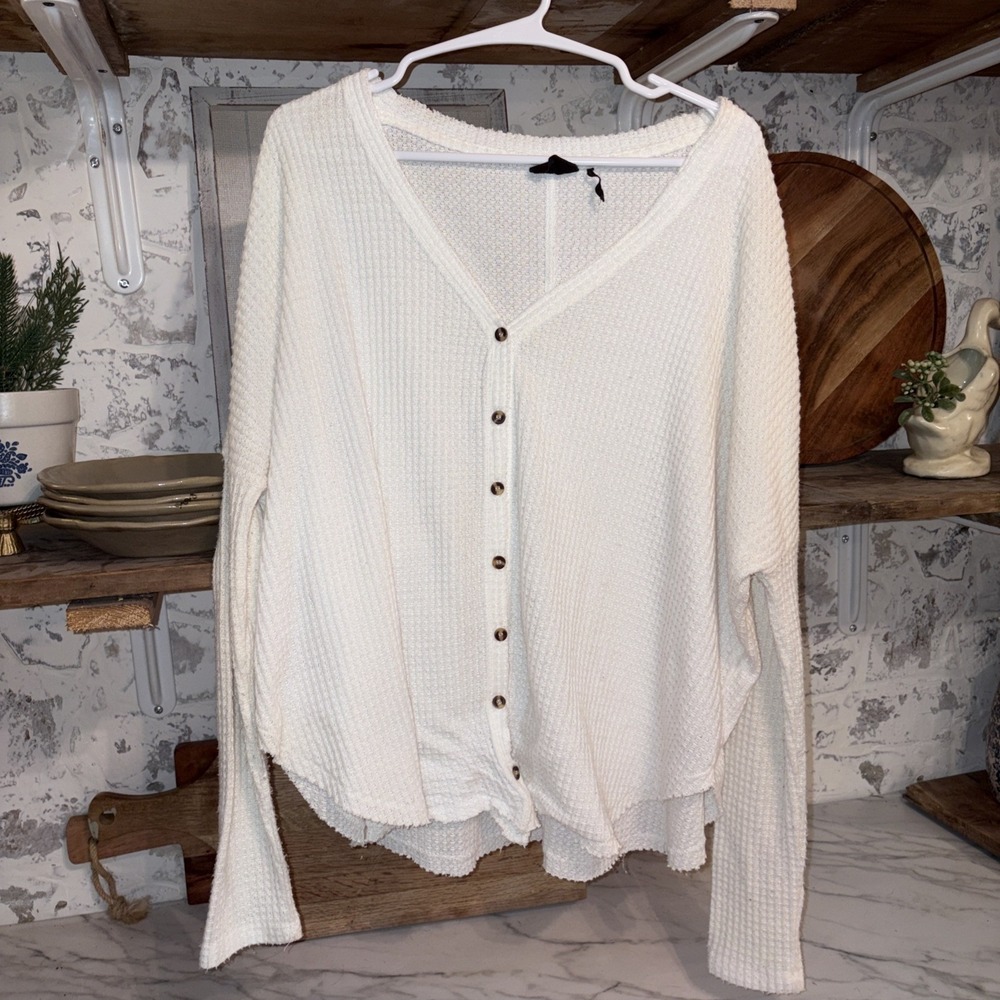 Urban Outfitters Out From Under Cozy Waffle Knit Oversized S Cardigan Shirt